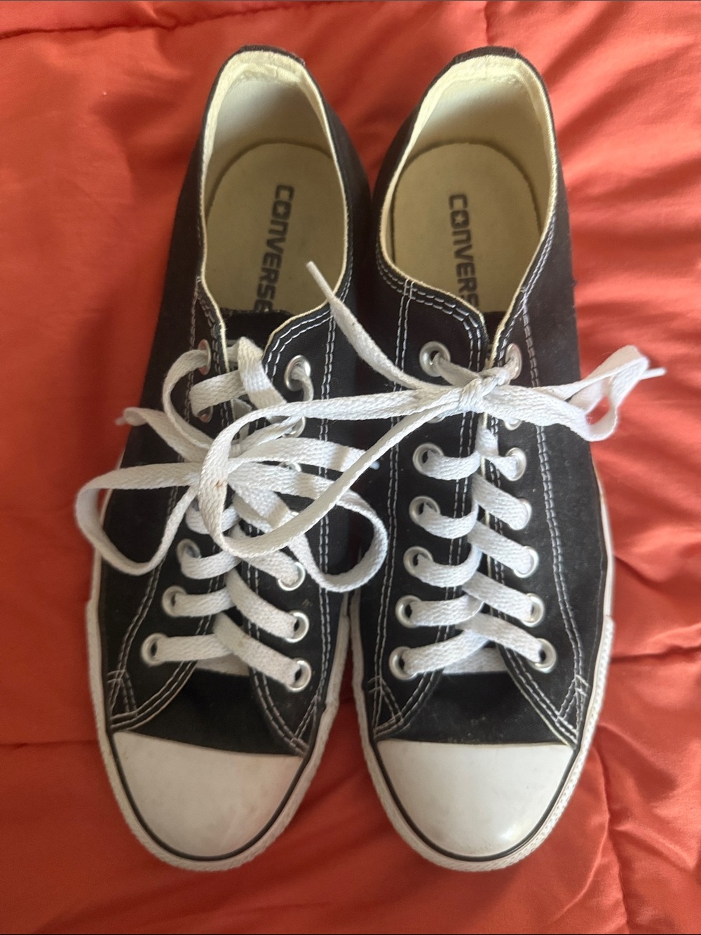 Converse Men’s Black Canvas Low-Top Sneakers with White Accents